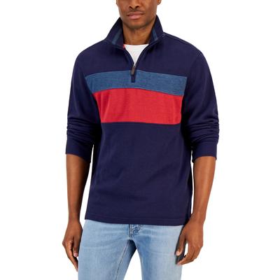 Mens Colorblock Pullover Sweater Club Room Dark Blue 3Xl