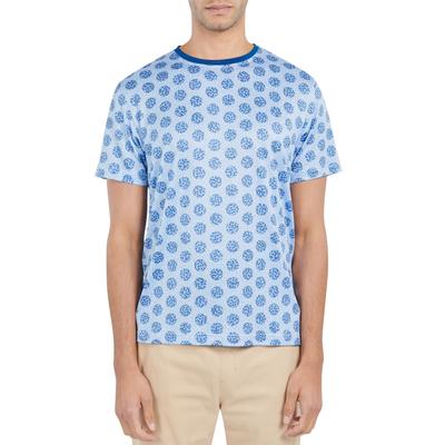 Society Of Threads Men's Floral Dot Short Sleeve Crewneck T shirt  Blue Medium