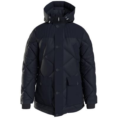 Tommy Hilfiger Men's Diamond Quilted Down Rockie Parka Coat Large Navy Blue