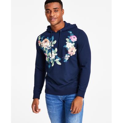 International Concepts Andres Men's Floral Hoodie Sweatshirt Small Blue