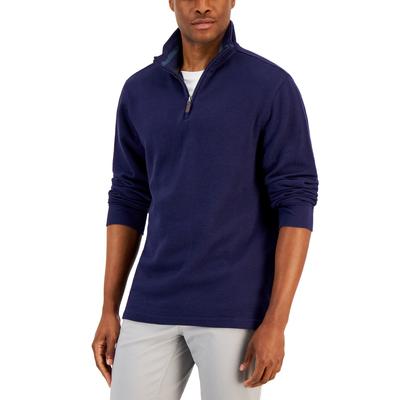 Club Room Men's Dark Blue Quarter Zip Mock Neck Sweater Small