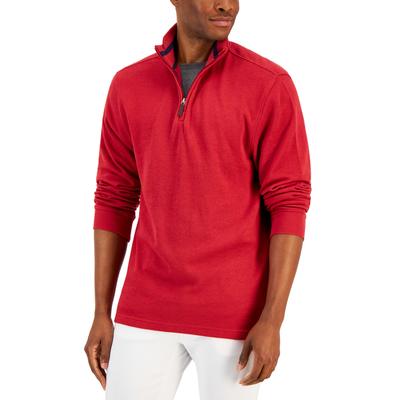 Men's Club Room 1/4 Zip Mock Neck Pullover Sweater Red Medium