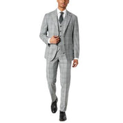 Tallia Mens Slim Fit Plaid Suit Vest Black White 2XL