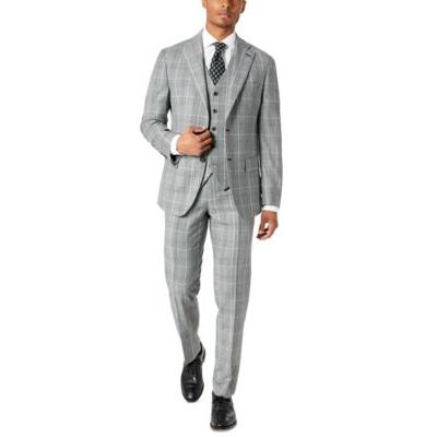 Tallia Mens Slim Fit Plaid Suit Vest Black White 2XL