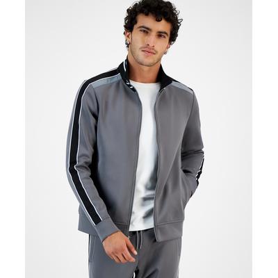 International Concepts Mens Neoprene Track Jogger Jacket Harbor Grey XS