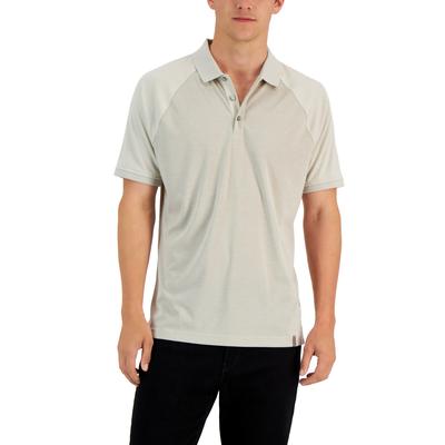 Alfani Men's Striped Logo Polo T-Shirt Moonstruck Medium
