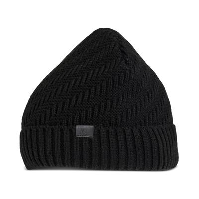 Kenneth Cole Reaction Men's Black Herringbone Knit Beanie Hat OSFA
