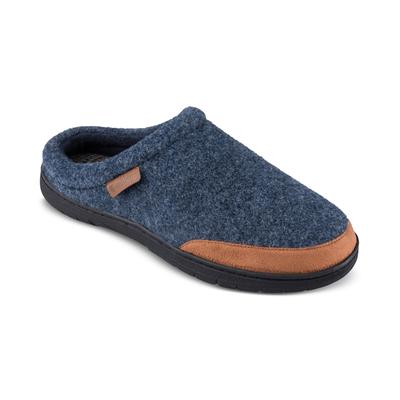 HAGGAR Men's Microsuede Trim Bumper Felt Clogs Slippers Navy Large 9.5-10.5