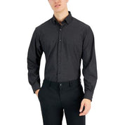 Alfani Mens Regular fit Dress Shirt Medium 15-15.5 32-33 Black Solid