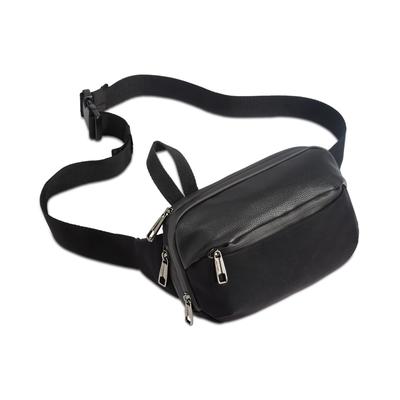 Alfani Mens Mixed Media Crossbody Fanny Pack Bag Black ONE SIZE