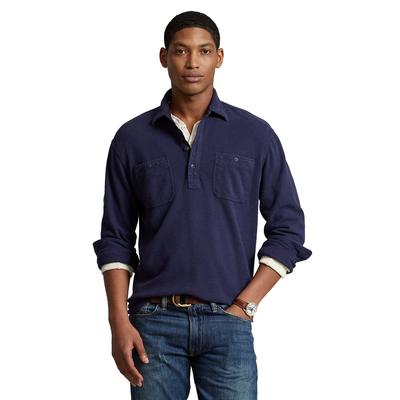 Polo Ralph Lauren Mens Cotton Long Sleeve Collared Polo Shirt Blue Large