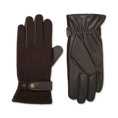 Isotoner Men's Flannel & Leather Gloves  Saddle Signature Medium
