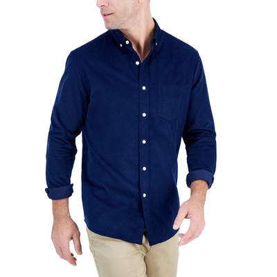 Club Room Men's Navy Blue Corduroy Stretch Button Down Shirt Large