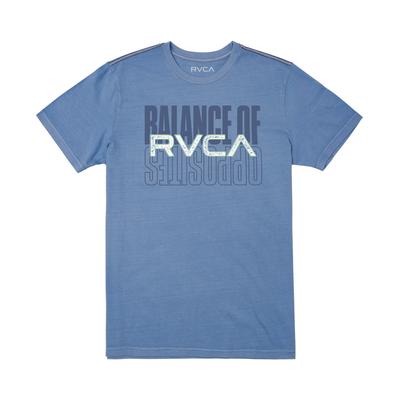 Rvca Men's Short Sleeve Title Card T Shirt Ash Blue Large