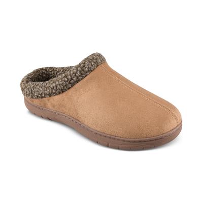 Haggar Men's Rolled Collar Fleece-Lined Slippers Tan XL 11-12