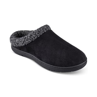 HAGGAR Men's Rolled Collar Fleece-Lined Clogs Slippers Black XL 11-12