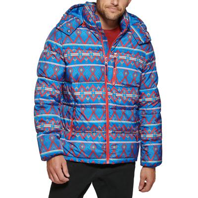 Men's Club Room Stretch Hooded Puffer Jacket Kings Patch Work 2XL
