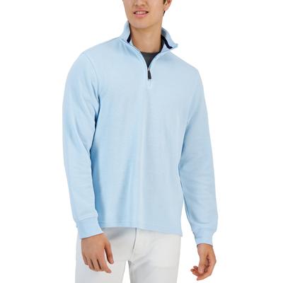 Club Room Men's French Rib Quarter-Zip Sweater Baby Blue Small