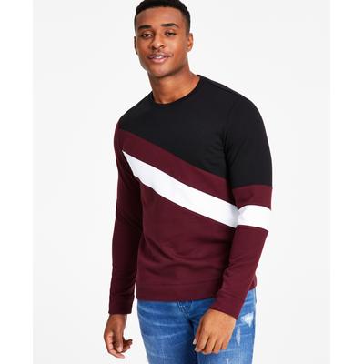 Men's Chevron Colorblocked Sweatshirt Inc International Concepts Wine Size XXL