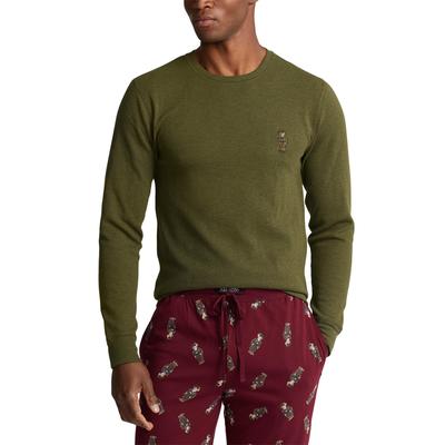 Polo Ralph Lauren Mens Waffle-Knit Long Sleeve Thermal Shirt Green 2XL