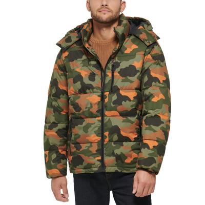 Club Room Mens Regular fit Puffer Jacket Coat XL Green Camouflage Hooded