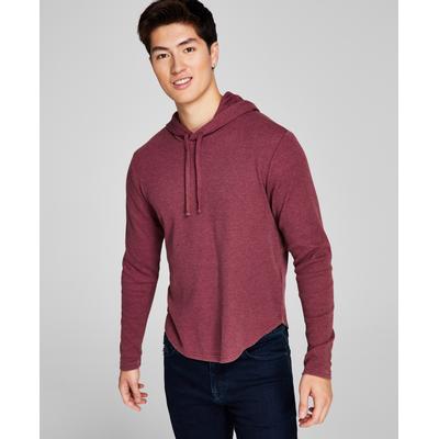 And Now This Men's Waffle Knit Thermal Hooded Shirt XXL 2XL Dark Red