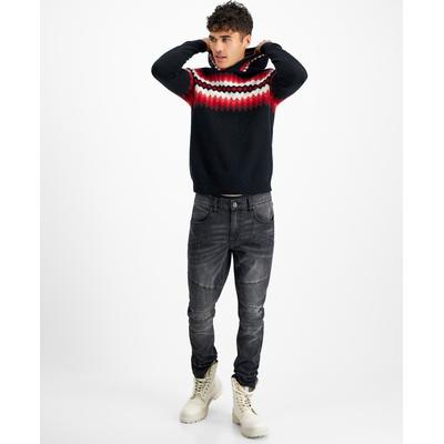 Inc International Concepts Men's Cashmere Geo-Stripe Hoodie Sweater Small Black