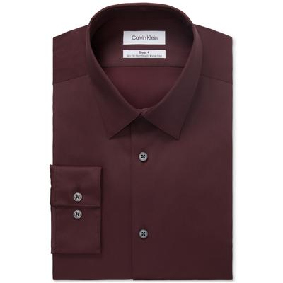 Calvin Klein Men's Steel Slim fit Dress Shirt Deep Merlot Size 17
