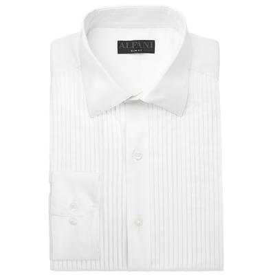 Alfani Men's Slim-Fit Pleated Panel Button Down Shirt White 16 16.5 32 33