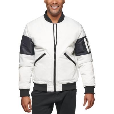 Tommy Hilfiger Mens Bomber Jacket Coat Small White Solid
