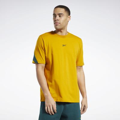 Reebok Mens Relaxed Fit Crewneck Short Sleeve T Shirt Yellow Large