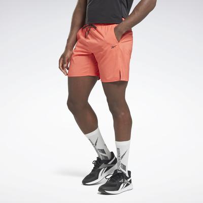 Reebok Mens Regular fit Athletic Shorts Small Orange Solid Quick Dry