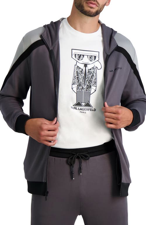 Karl Lagerfeld Paris Kidult Colorblock Zip Sweatshirt Gray Large