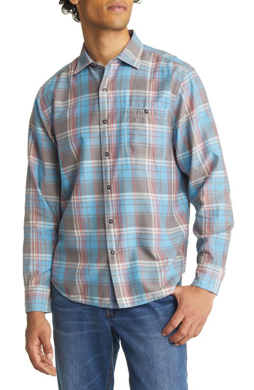 Tommy Bahama Men's Long Sleeve Fresno Plaid Camp Shirt Fog Gray Small