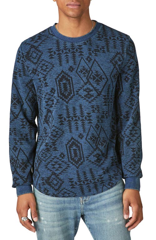 Lucky Brand Printed Crew Neck Thermal (419 Indigo) Men's Clothing Navy Xl