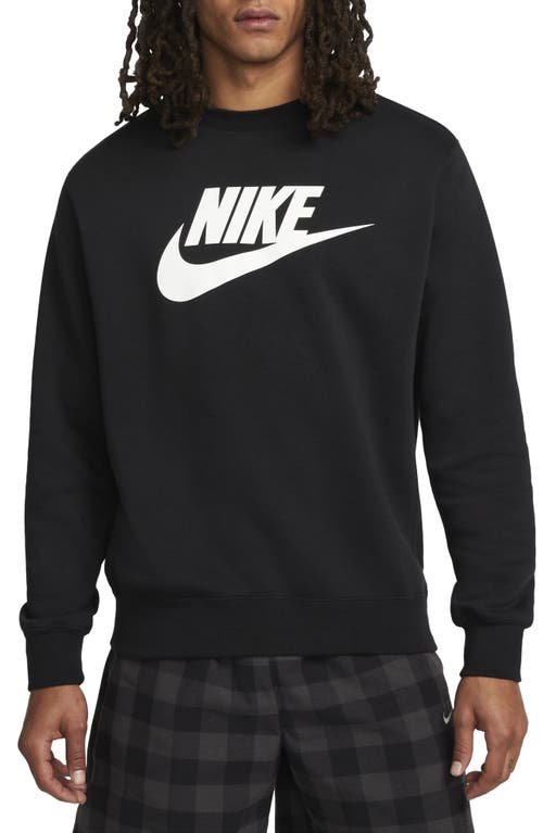 Nike Men's Sportswear Club Fleece Graphic Crewneck Sweatshirt Small Black