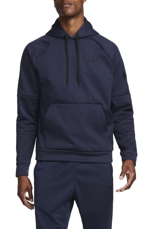 Nike Men's Therma fit Logo Hoodie Sweatshirt Large Obsidian Navy Blue Black