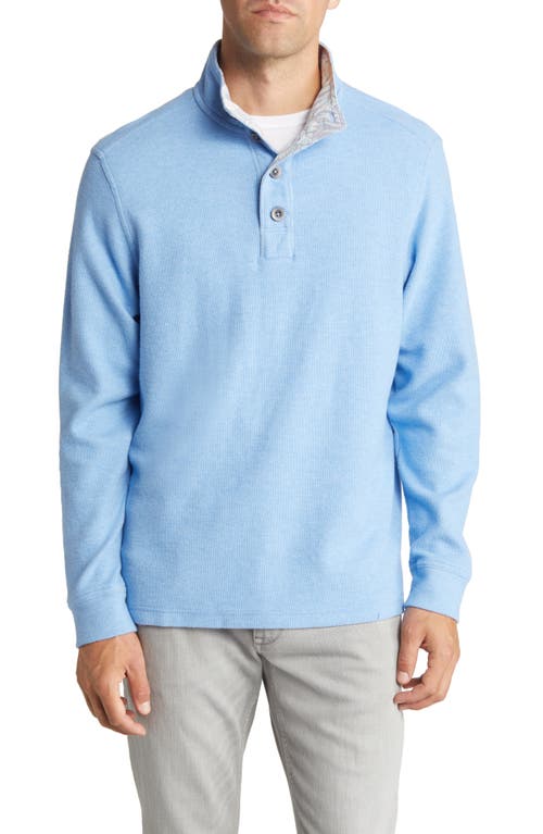 Tommy Bahama Montserrat Button Mock Sweater Large Blue Cotton