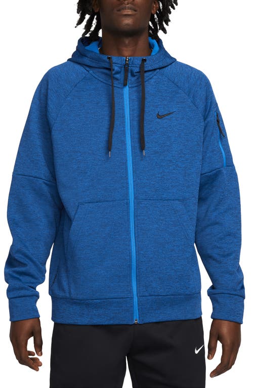Nike Men's Therma FIT Fitness Full Zip Sweatshirt Hoodie Blue Void Large