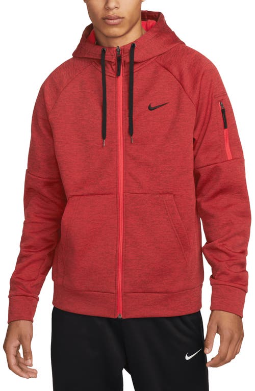 Nike Men's Therma FIT Full Zip Logo Sweatshirt Hoodie Team Red Small