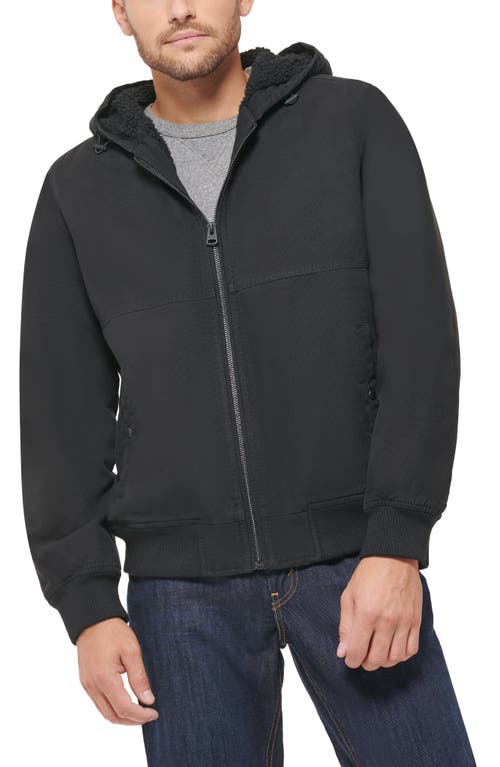 Levi's Men's Cotton Workwear Sherpa Hooded Bomber Jacket Coat Black Small