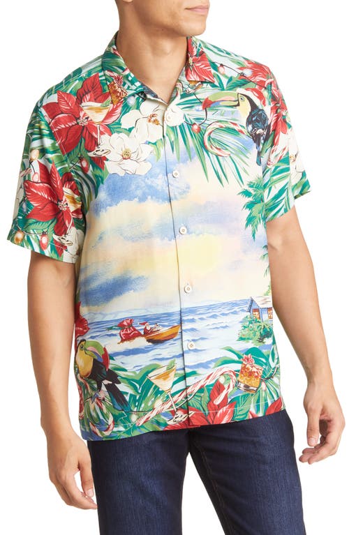 Tommy Bahama Mens Santa Cruiser Button Down Shirt Blue Surf  Medium