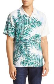 Tommy Bahama Kings CoveButton Down Short Sleeve Shirt Green White Small