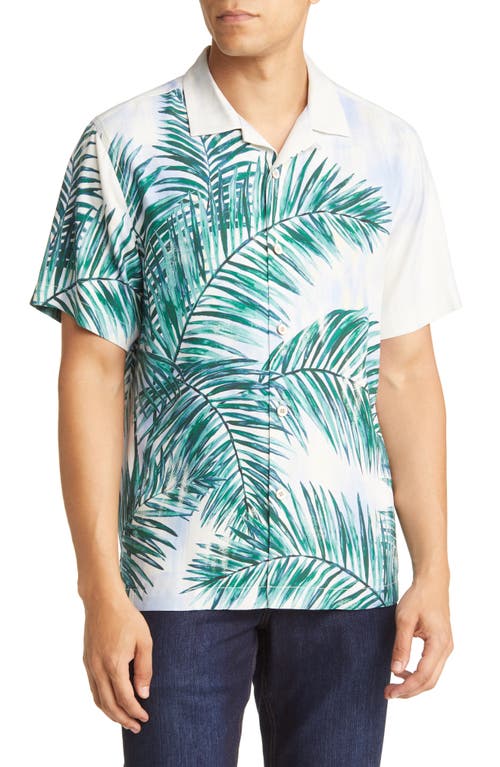 Tommy Bahama Kings CoveButton Down Short Sleeve Shirt Green White Small