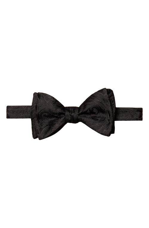 Eton Mens Tonal Print Silk Pre Tied Bow Tie Black Necktie