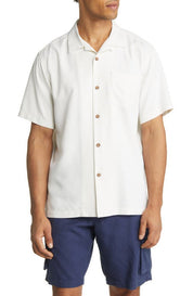 Tommy Bahama Mens Mele Kalikimaka Camp Silk Shirt Small Off White