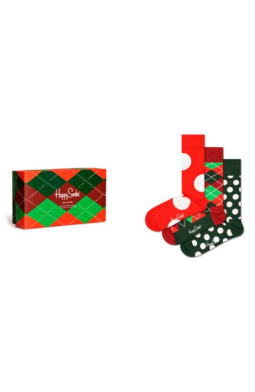 Happy Socks Mens 3 Pack Holiday Classics Crew Socks Gift Set Red 8 to 12