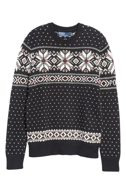 Polo Ralph Lauren Fair Isle Cotton-Blend Crewneck Sweater Black Medium