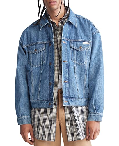 Calvin Klein Mens Archive Essential Trucker Jacket Blue XL