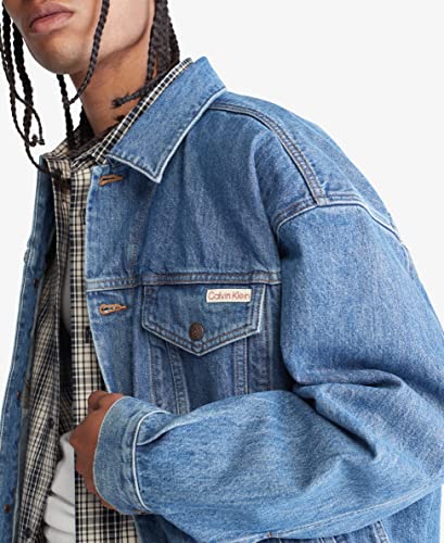Calvin Klein Mens Archive Essential Trucker Jacket Blue XL